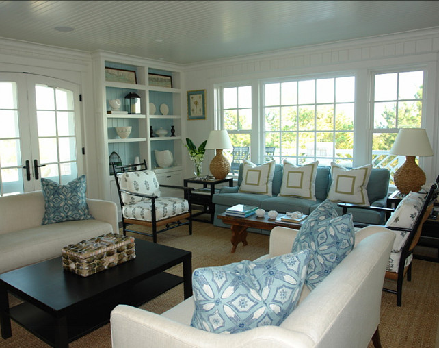 Living Room. Living room with coastal decor. Great living room furniture layout! Peter Zimmerman Architects.