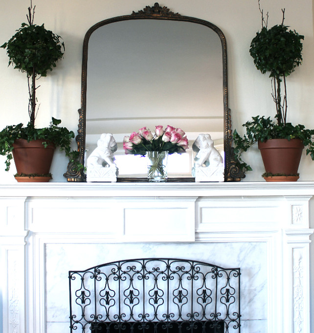 Mantel Decor Ideas. Beautiful Traditional Mantel Ideas. #Manterl #MantelDecor Designed by Chez Vous Home Interiors.