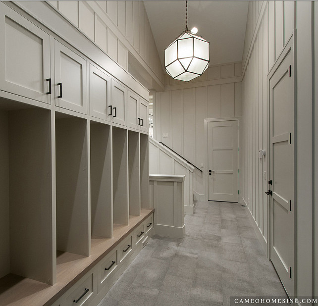 Mudroom. Mudroom Cabinet Ideas. Mudroom with lockers and drawers. #Mudroom Cameo Homes Inc.