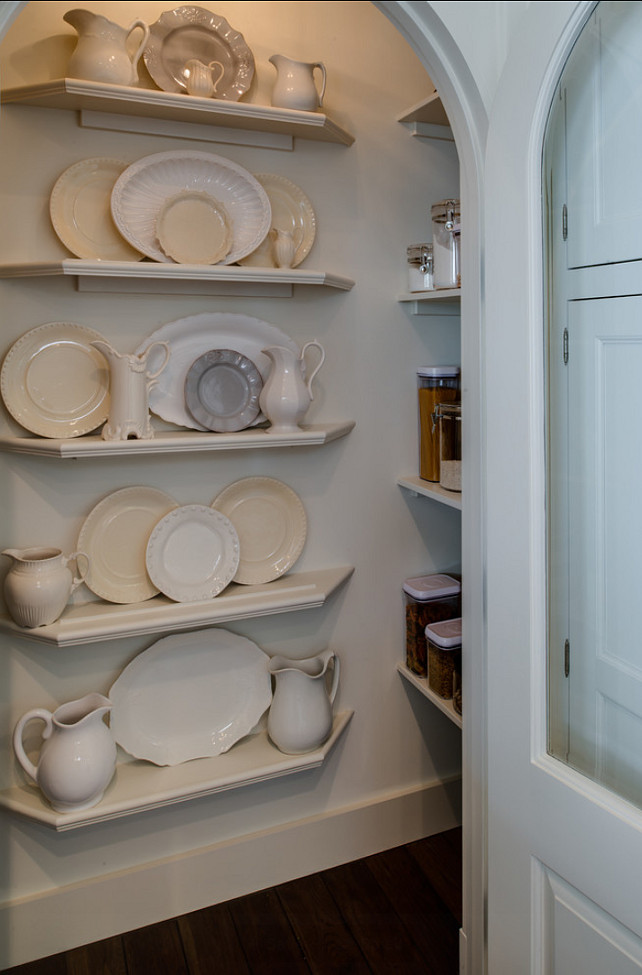 Pantry. Kitchen Pantry. Traditional Kitchen pantry. This pantry is used to beautifully display china. #Pantry #KitchenPantry