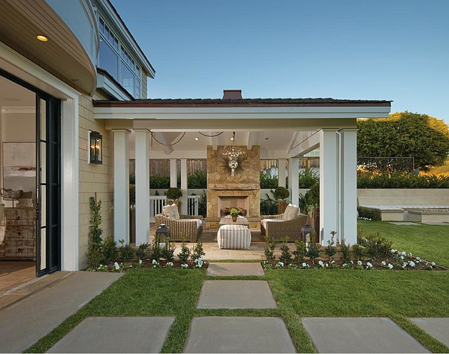 Patio. Covered Patio with fireplace. Patio Ideas. Great covered patio with stone fireplace. #Patio #CoveredPatio #patioFireplace