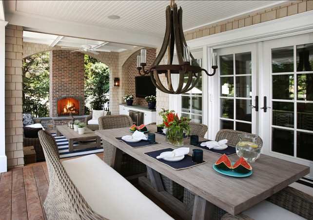 Patio. Patio Decorating Ideas. This is the ultimate patio. This patio is perfect for entertaining with comfortable patio furniture and a cozy outdoor fireplace. #Patio #PatioDecoratingIdeas #PatioDecor #patioFurniture