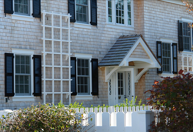 Shingle Homes. Architectural details of a shingle home with shutters. Peter Zimmerman Architects.