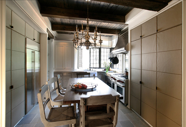 Transitional Kitchen Design. Transitional kitchen with leather cabinets. #Transitional #Kitchen